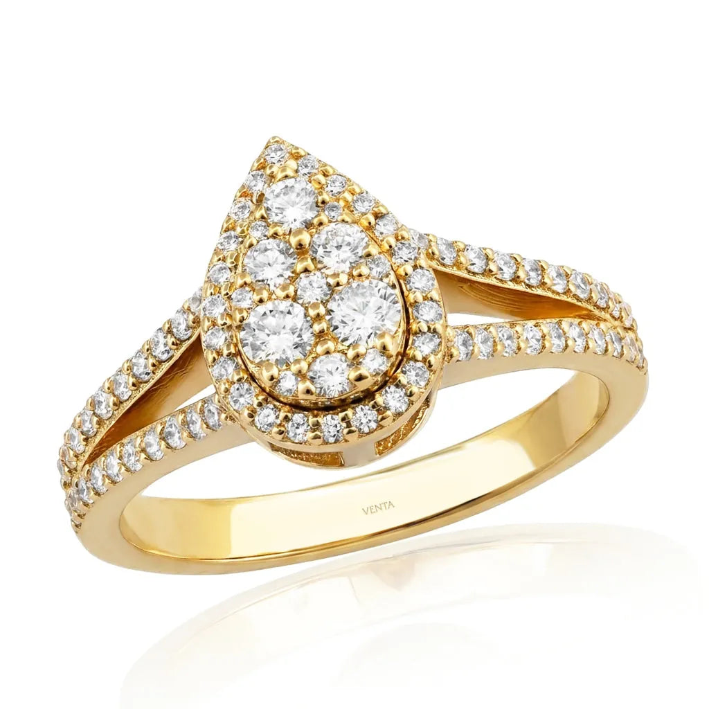 0,59 Karat Damla Coronet Pırlanta Yüzük, F Renk SI - Venta Jewelry