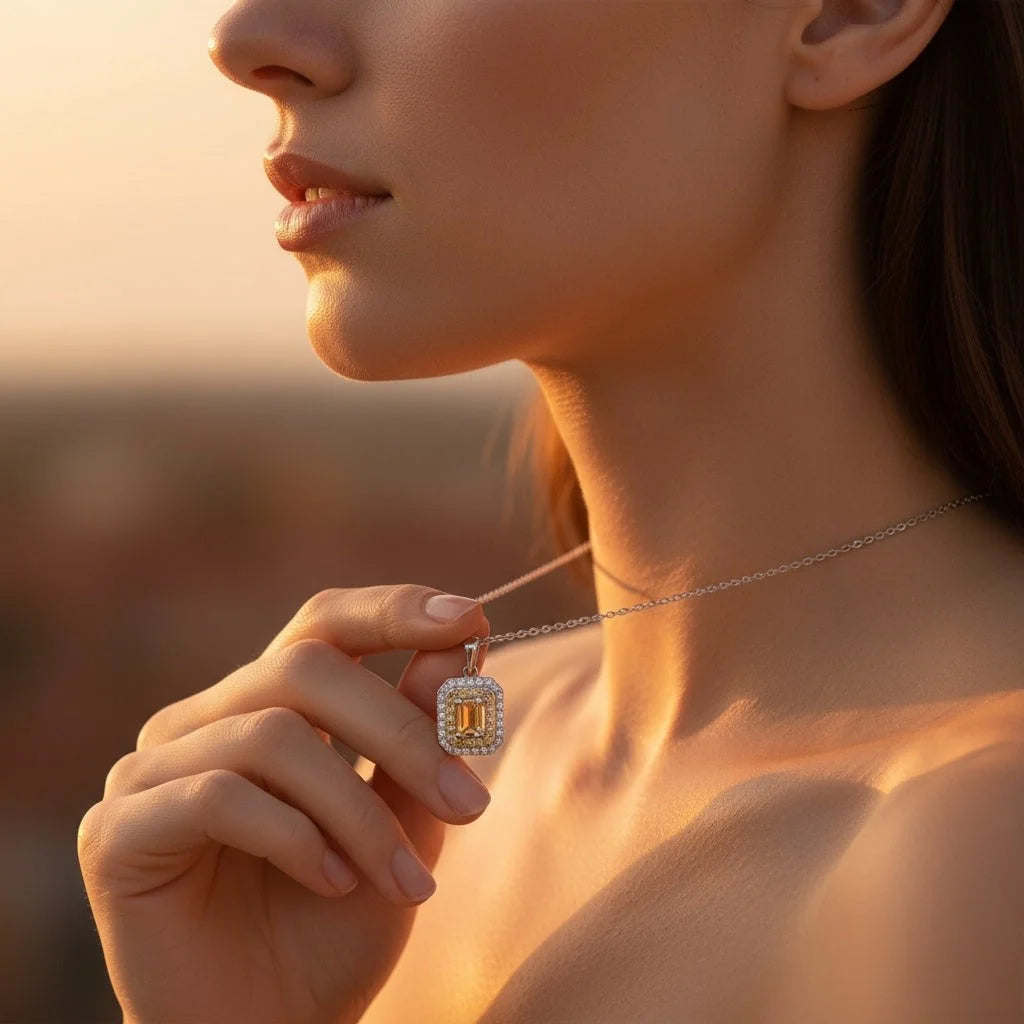 0,60 Karat Pırlanta Citrine Kolye - Venta Jewelry