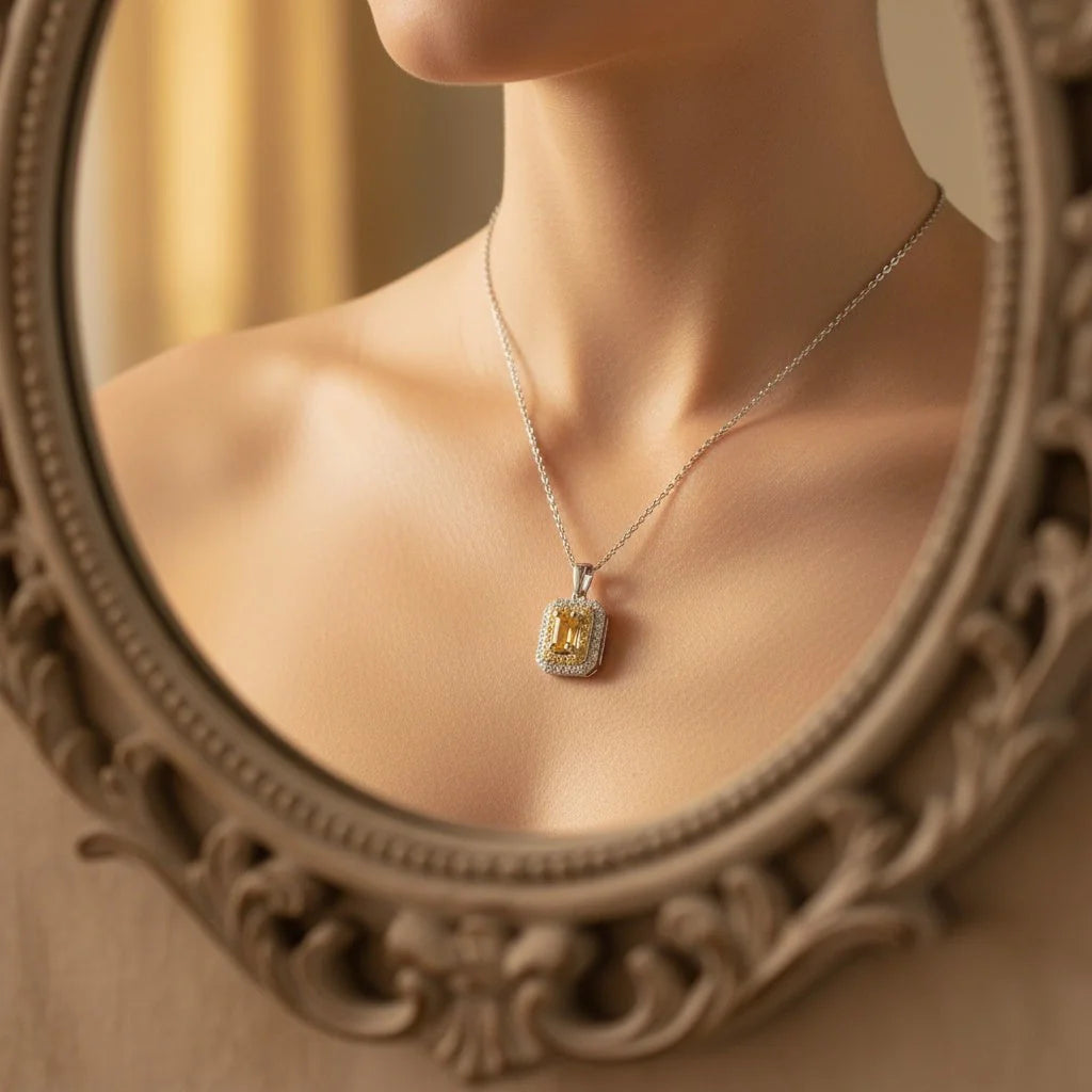 0,60 Karat Pırlanta Citrine Kolye - Venta Jewelry
