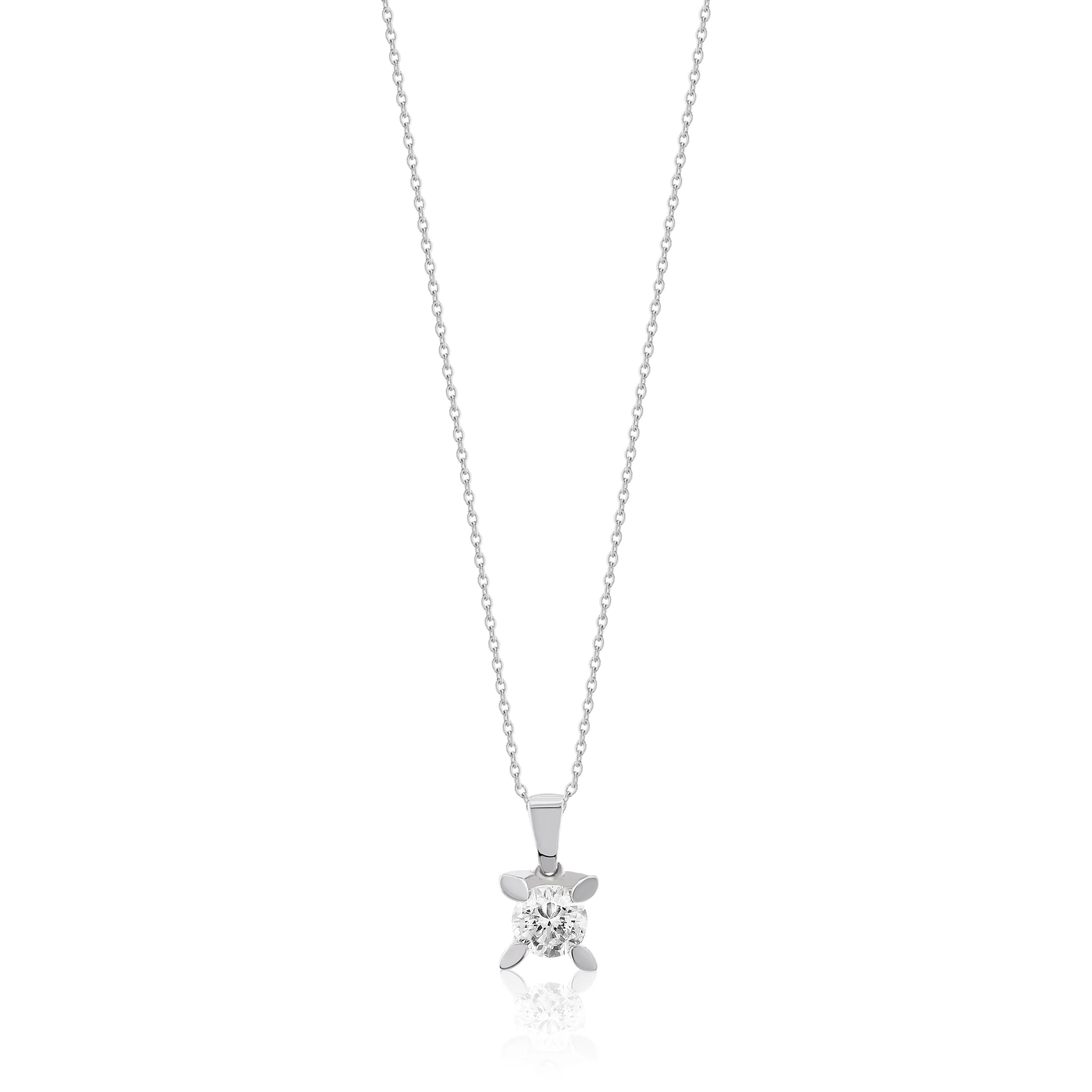 0,60 Karat Pırlanta Tektaş Kolye, F Renk SI - Venta Jewelry
