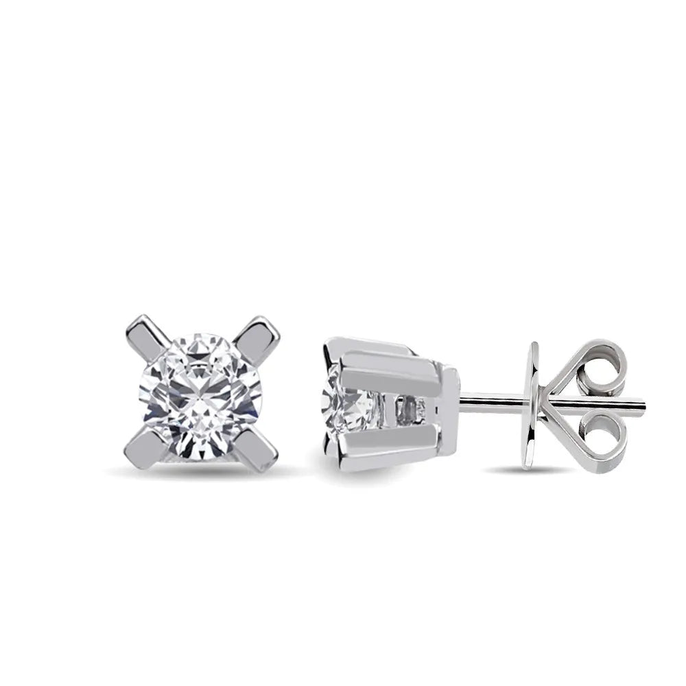 0,60 Karat Tektaş Pırlanta Küpe, F Renk SI - Venta Jewelry