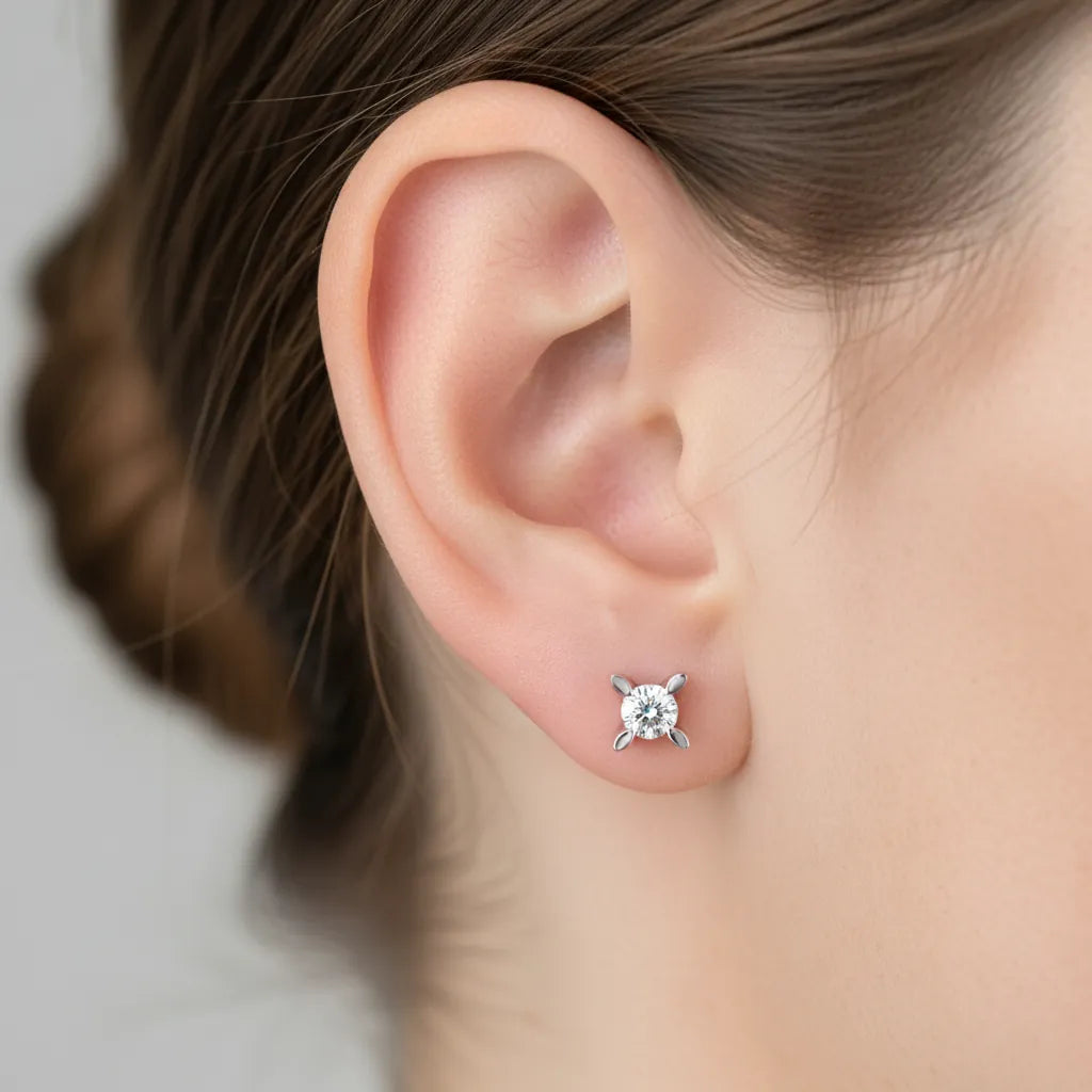 0,60 Karat Tektaş Pırlanta Küpe, F Renk SI - Venta Jewelry