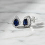 0,64 Karat Pırlanta Safir Küpe - Venta Jewelry