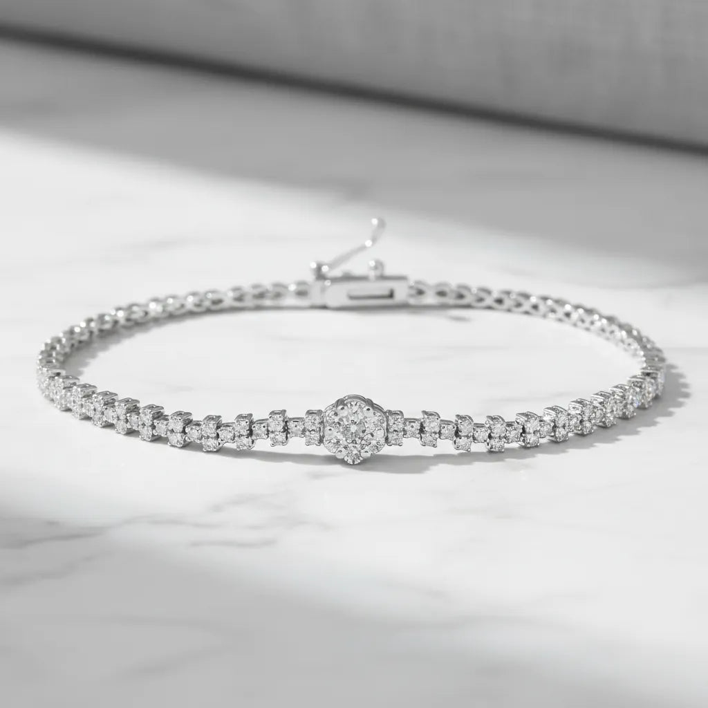 0,66 Karat Su Yolu Pırlanta Bileklik, F Renk SI - Venta Jewelry
