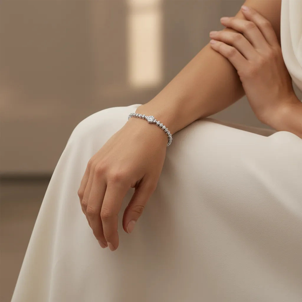 0,66 Karat Su Yolu Pırlanta Bileklik, F Renk SI - Venta Jewelry