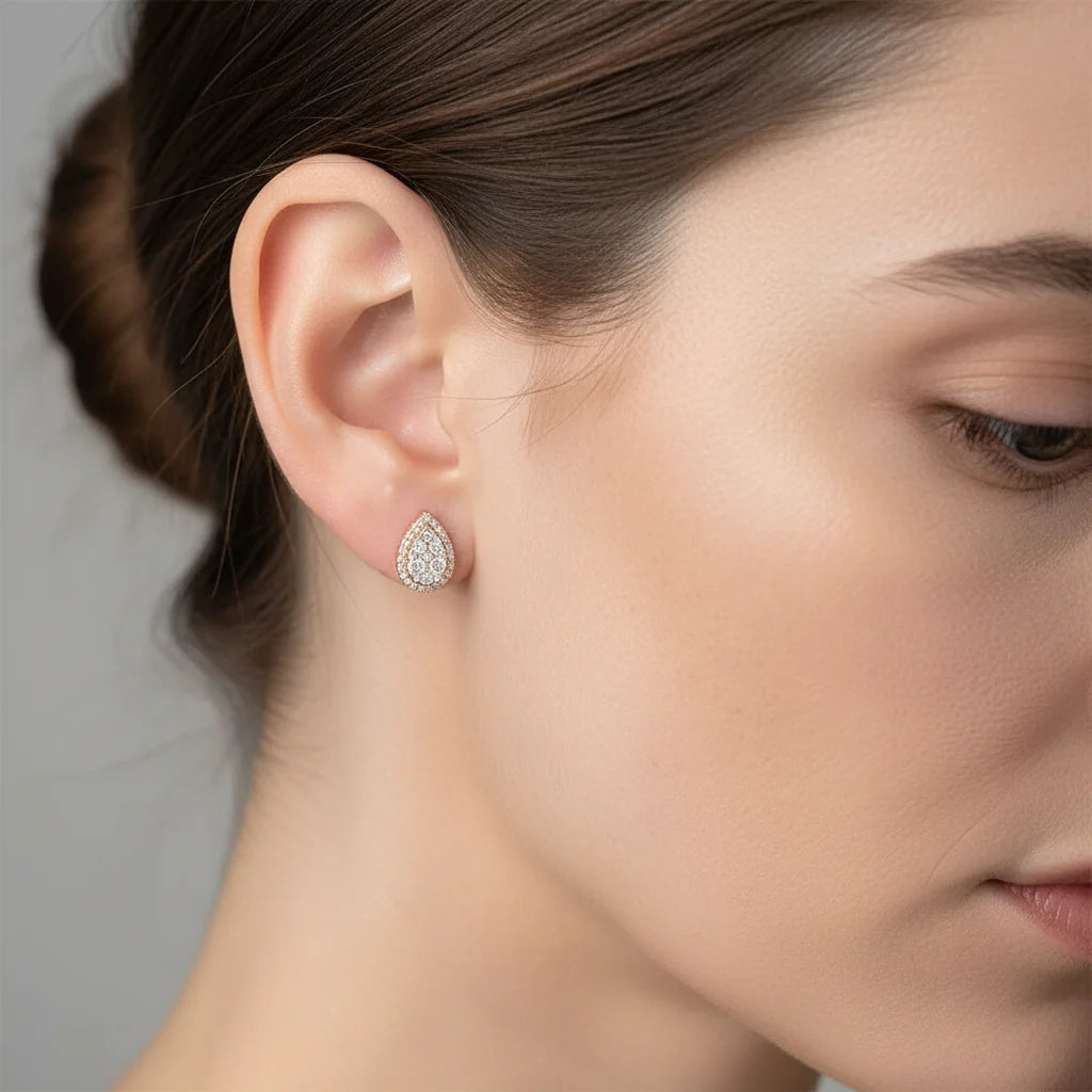 0,67 Karat Damla Coronet Pırlanta Küpe "Ahu" - Venta Jewelry