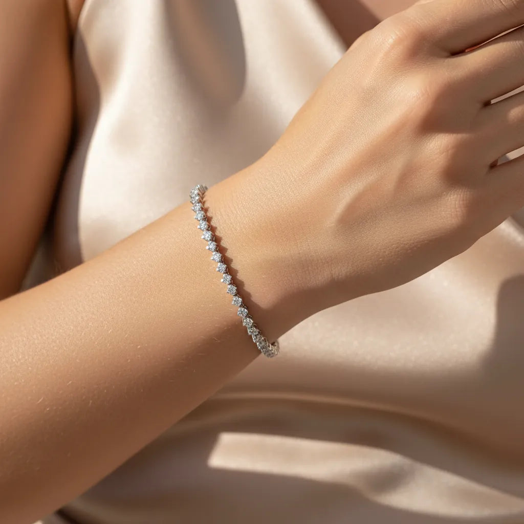 0,67 Karat Su Yolu Pırlanta Bileklik, F Renk SI - Venta Jewelry