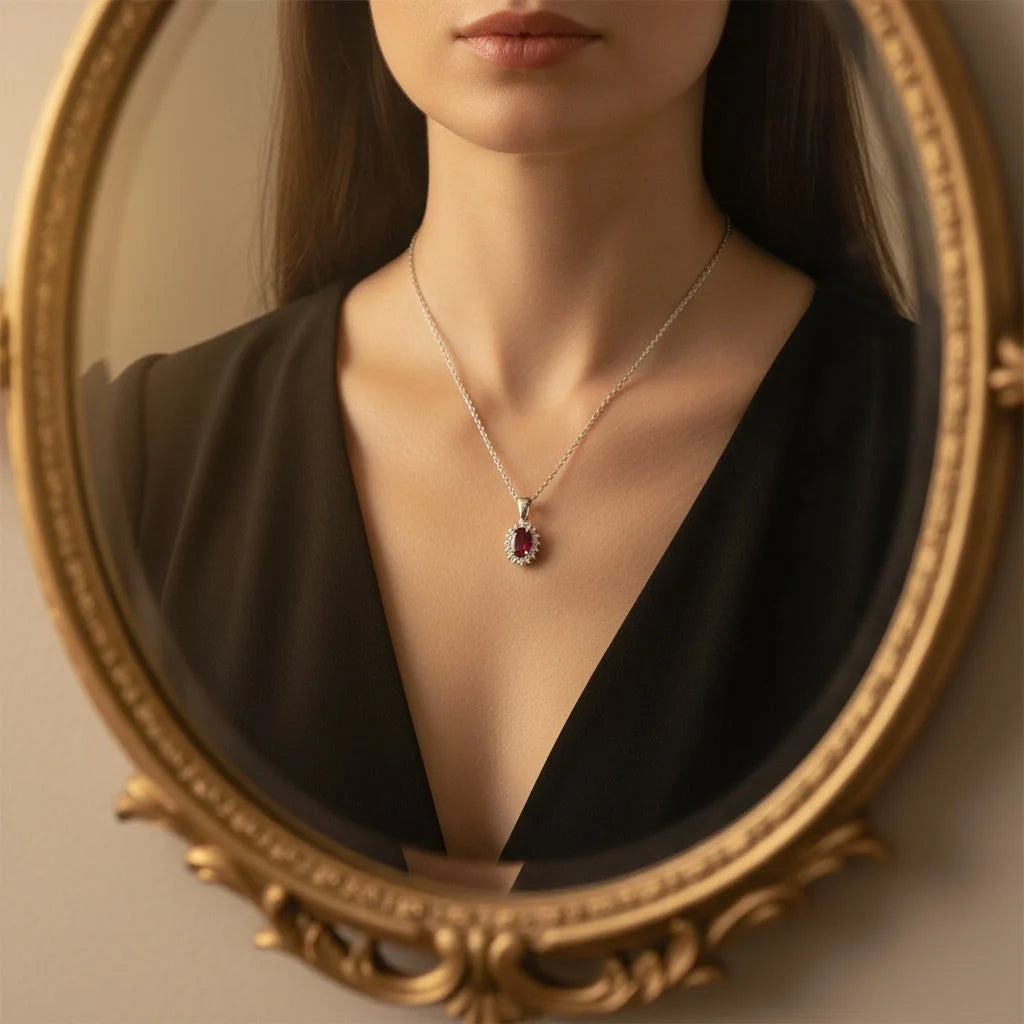 0,68 Karat Pırlantalı Yakut Kolye - Venta Jewelry