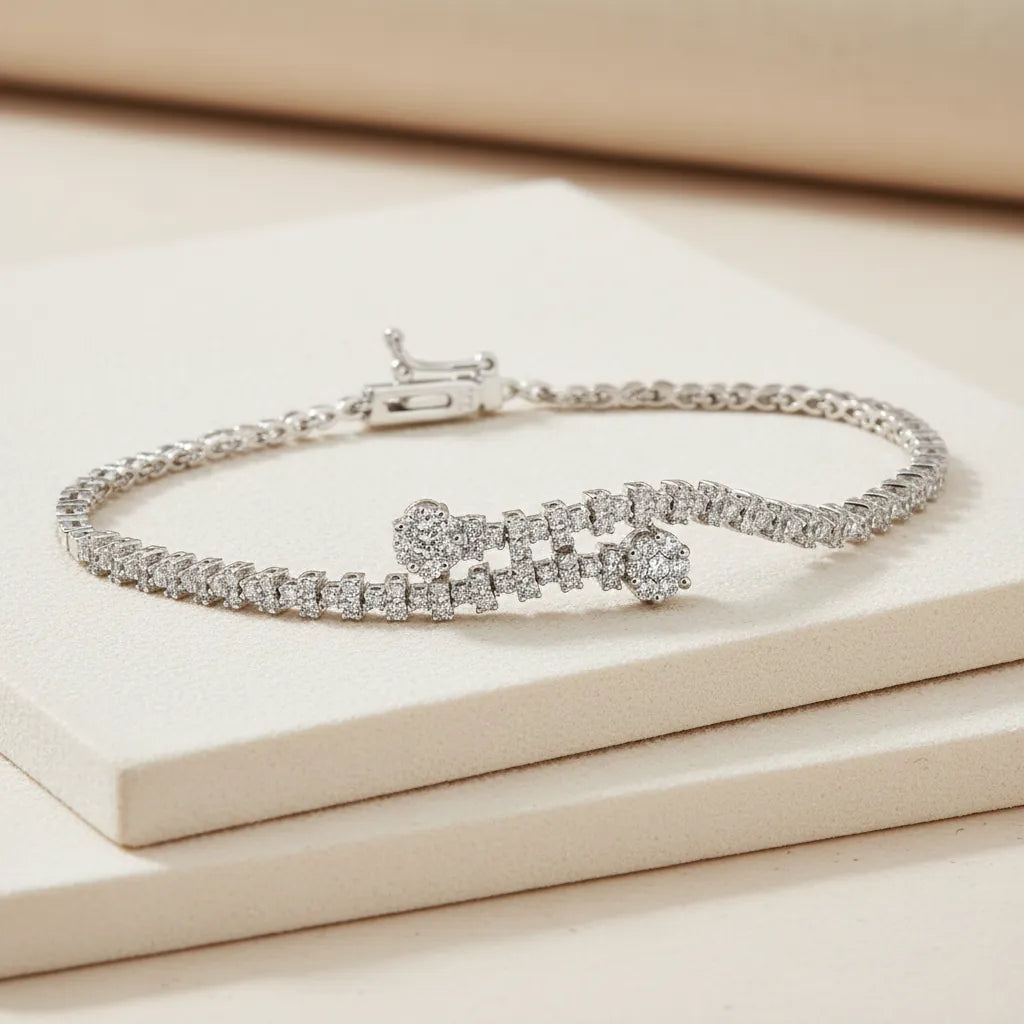 0,69 Karat Pırlanta Bileklik, F Renk SI - Venta Jewelry
