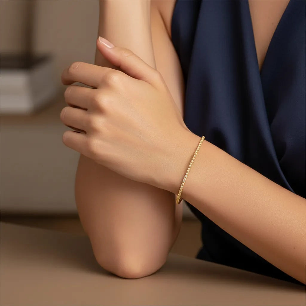 0,71 Karat Su Yolu Pırlanta Bileklik "Kral Tacı", F Renk SI - Venta Jewelry
