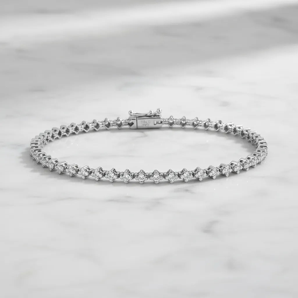 0,72 Karat Su Yolu Pırlanta Bileklik, F Renk SI - Venta Jewelry
