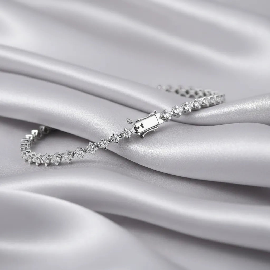 0,72 Karat Su Yolu Pırlanta Bileklik, F Renk SI - Venta Jewelry
