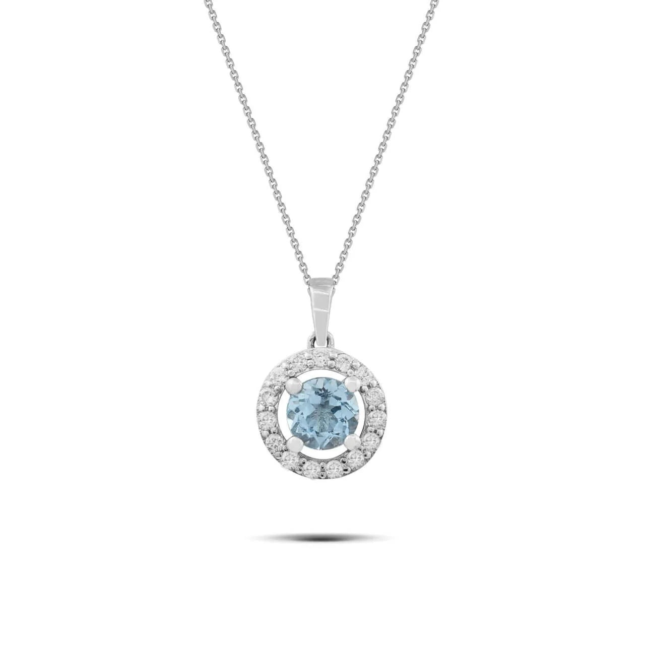 0,78 Karat Pırlantalı Aqua Marine Kolye - Venta Jewelry