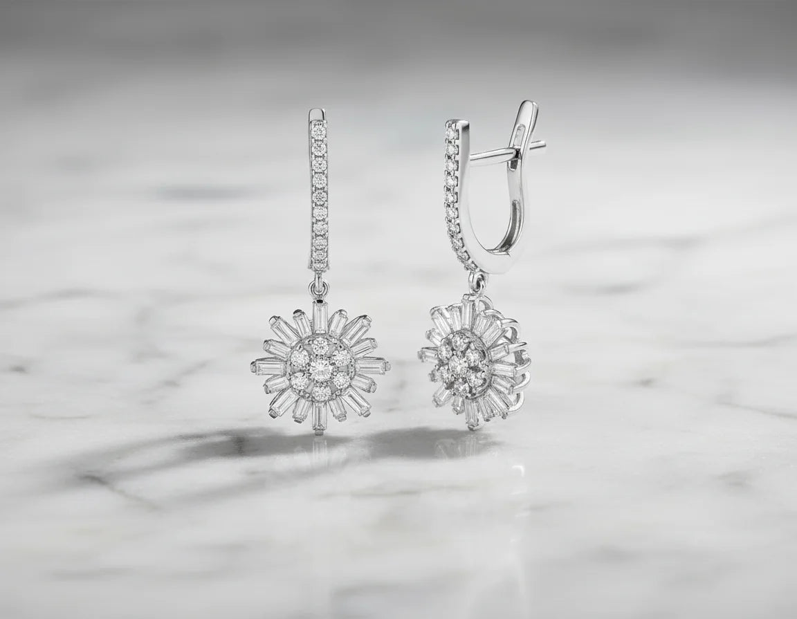 0,78 Karat Tasarım Pırlanta Küpe "Güneş" - Venta Jewelry