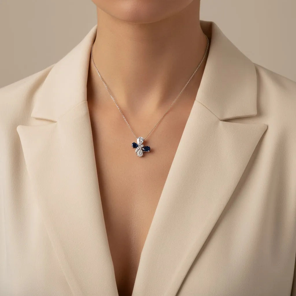 0,81 Karat Renkli Taşlı Pırlanta Kolye, F Renk SI - Venta Jewelry