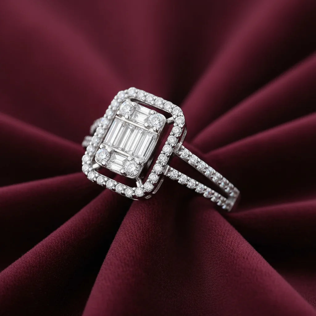 0,83 Karat Tasarım Baget Pırlanta Yüzük - Venta Jewelry