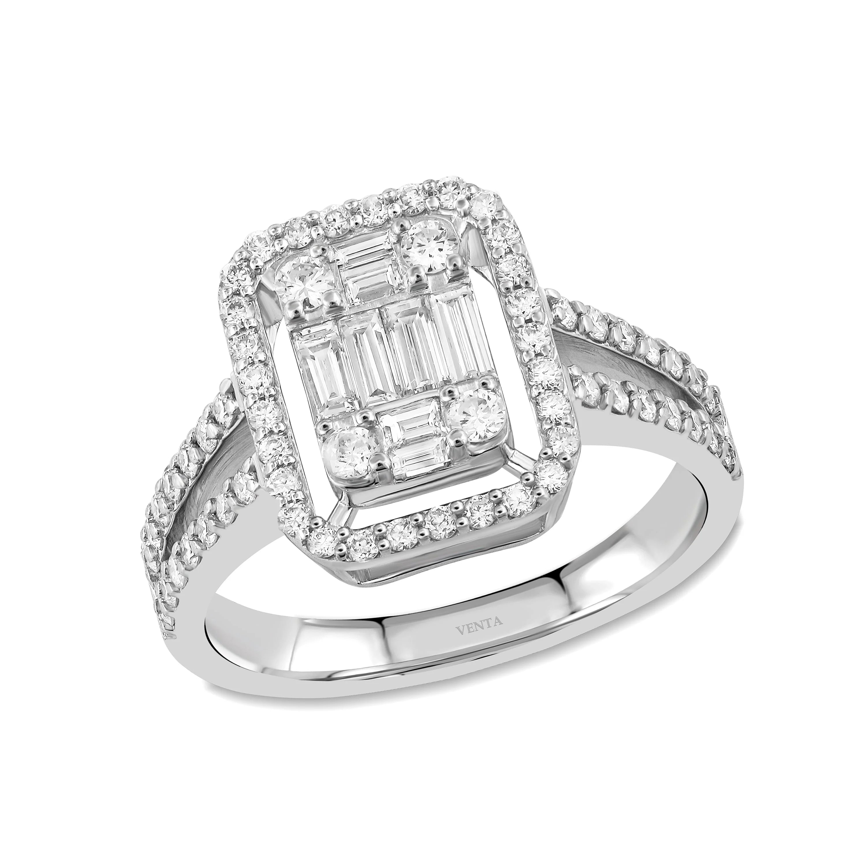 0,83 Karat Tasarım Baget Pırlanta Yüzük - Venta Jewelry