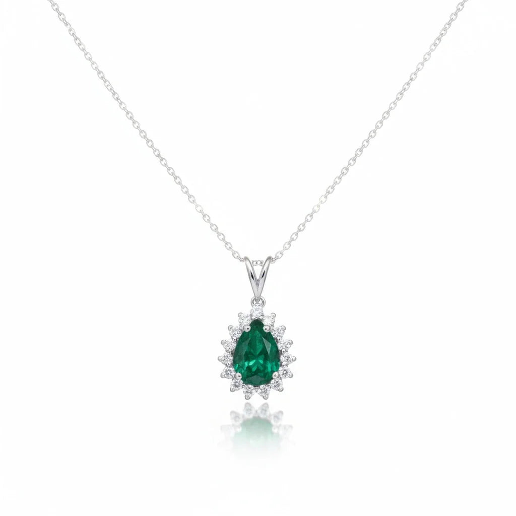 0,85 Karat Pırlantalı Zümrüt Kolye - Venta Jewelry