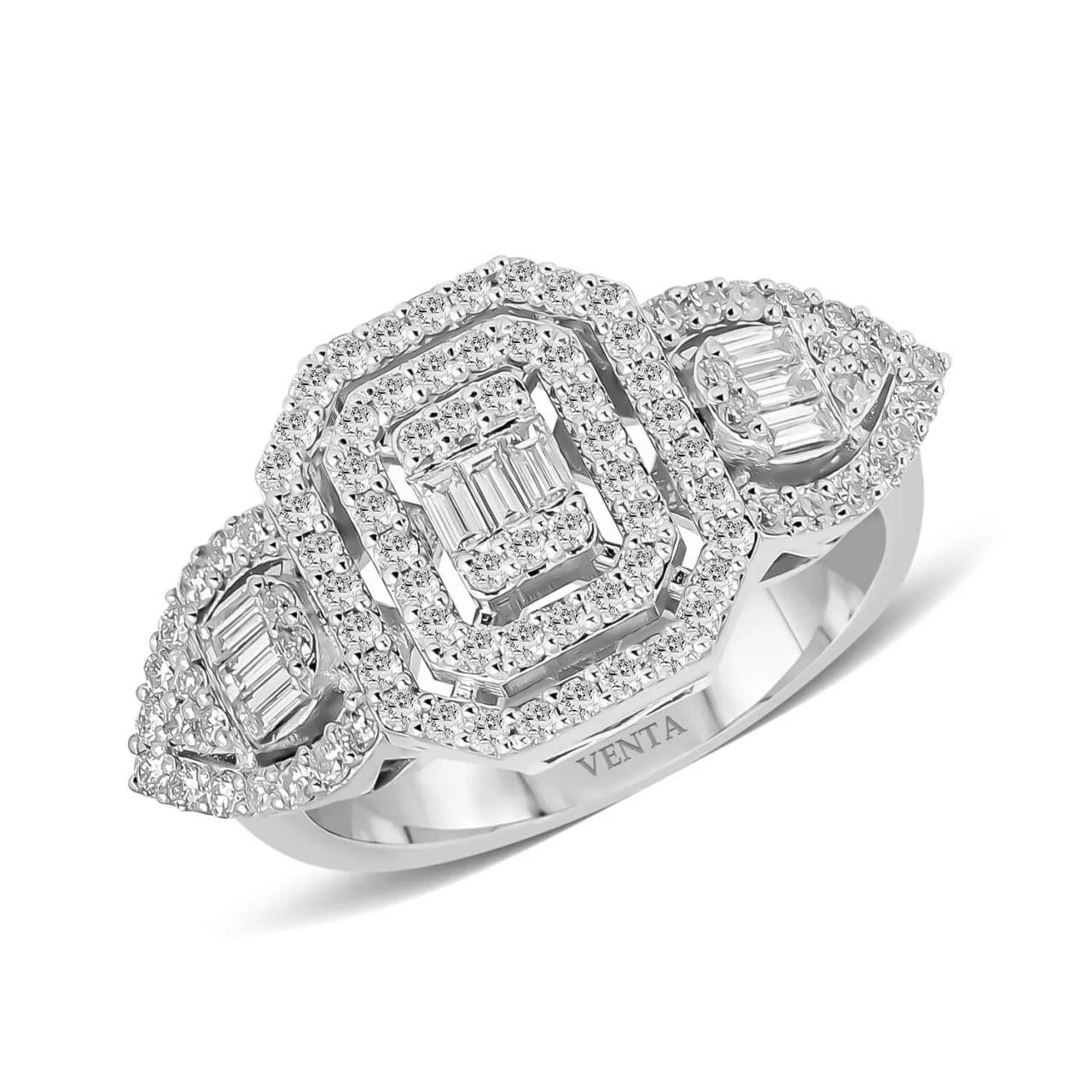 0,85 Karat Tasarım Baget Pırlanta Yüzük - Venta Jewelry