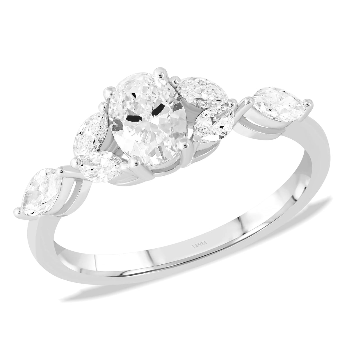 0,93 Karat Oval ve Markiz Tektaş Pırlanta Yüzük, F Renk SI1 - Venta Jewelry
