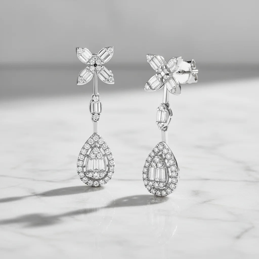 0,97 Karat Tasarım Pırlanta Küpe - Venta Jewelry