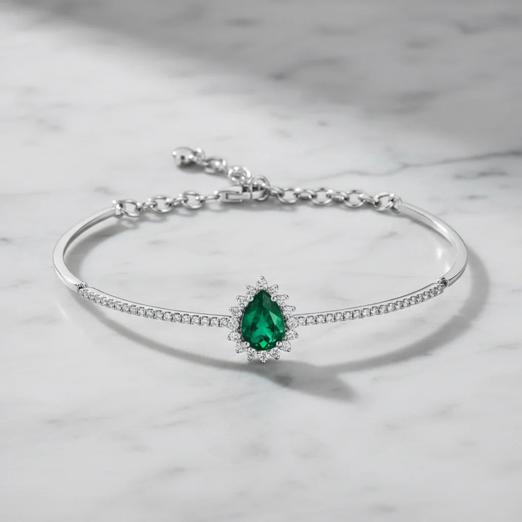 0,98 Karat Pırlantalı Zümrüt Bileklik - Venta Jewelry