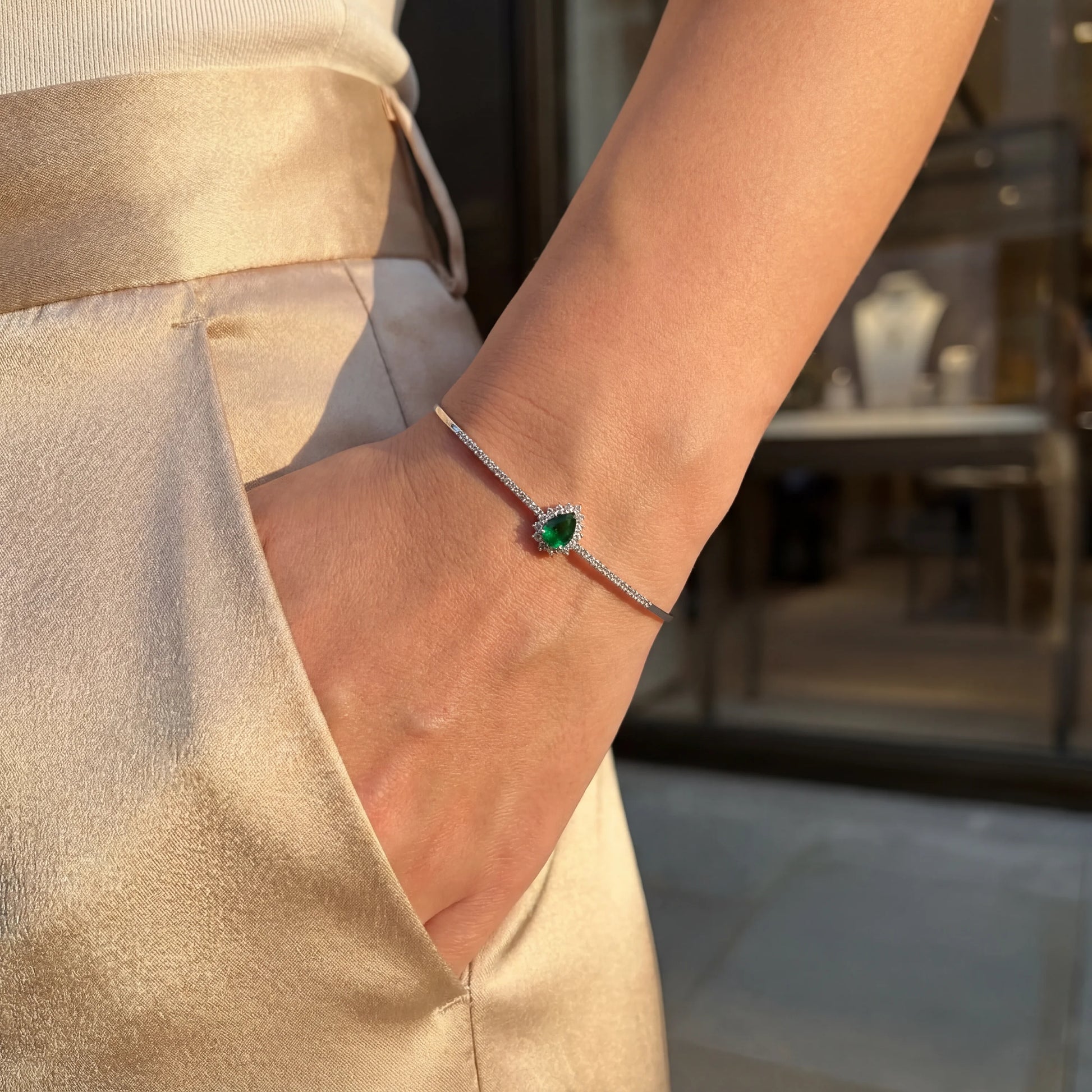 0,98 Karat Pırlantalı Zümrüt Bileklik - Venta Jewelry