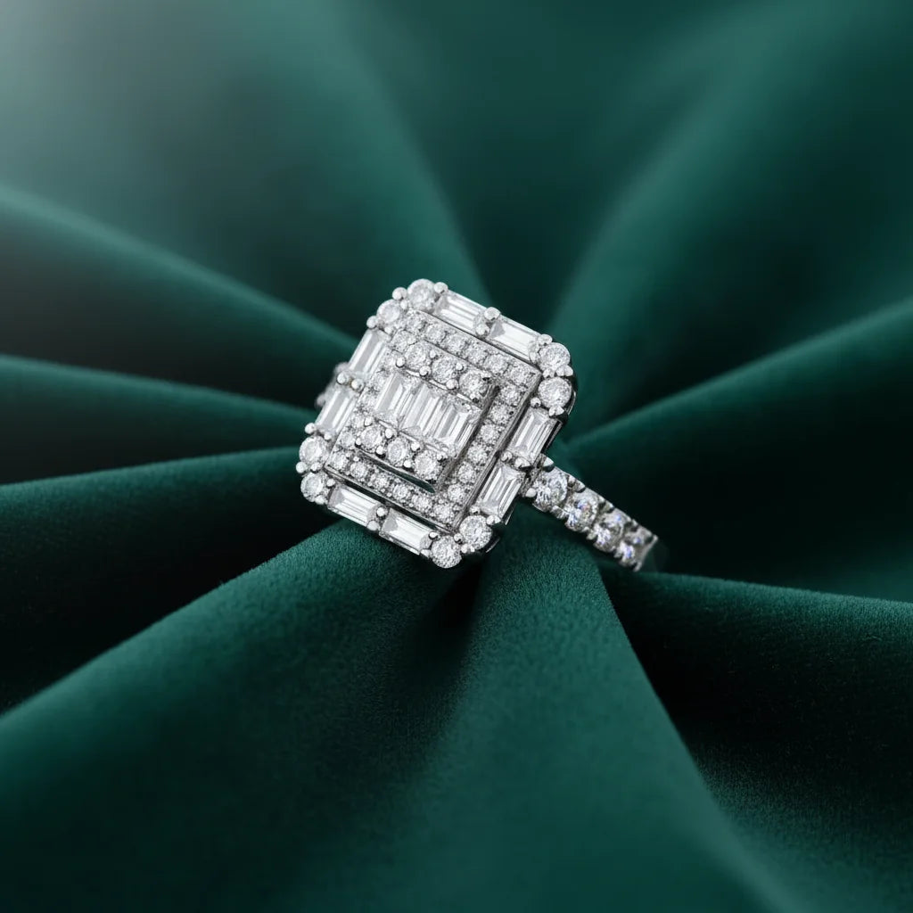 0,99 Karat Tasarım Baget Pırlanta Yüzük - Venta Jewelry