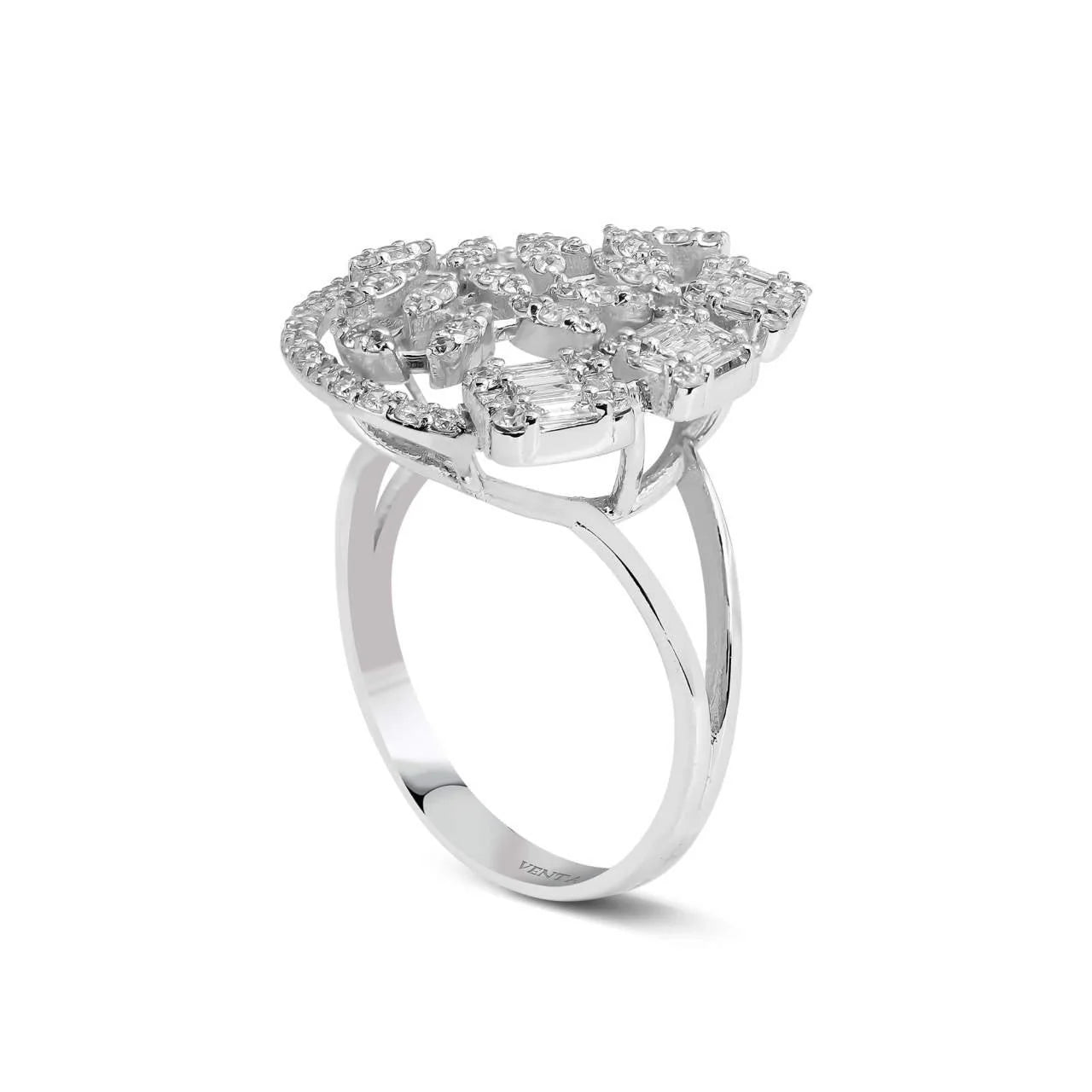 1,00 Karat Tasarım Baget Pırlanta Yüzük - Venta Jewelry