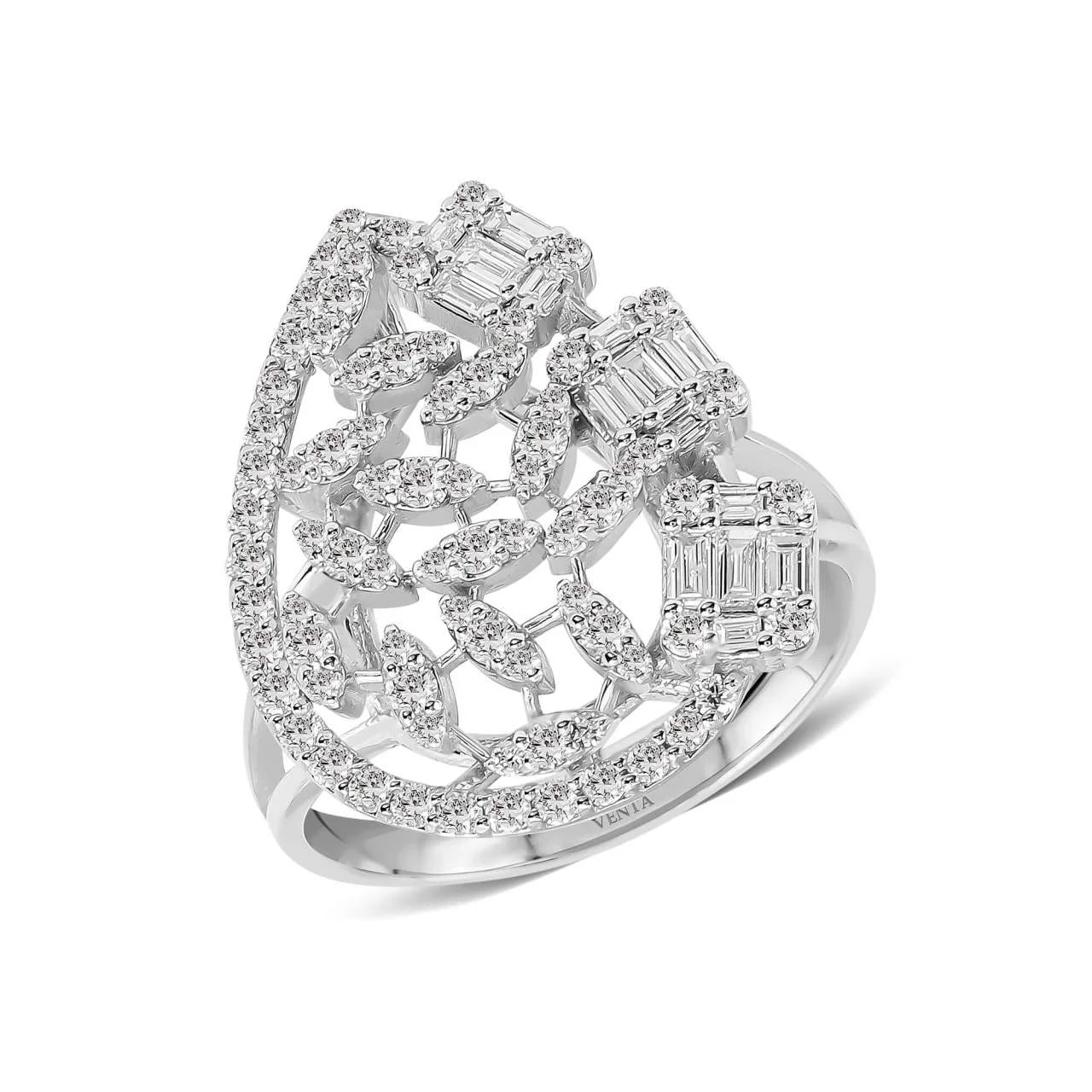 1,00 Karat Tasarım Baget Pırlanta Yüzük - Venta Jewelry