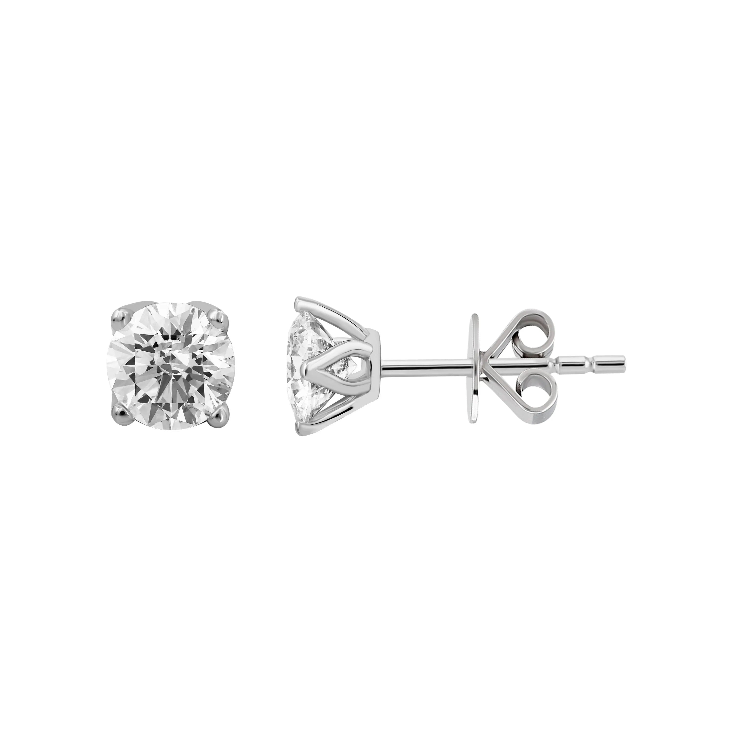 1,00 Karat Tektaş Pırlanta Küpe, F Renk SI - Venta Jewelry