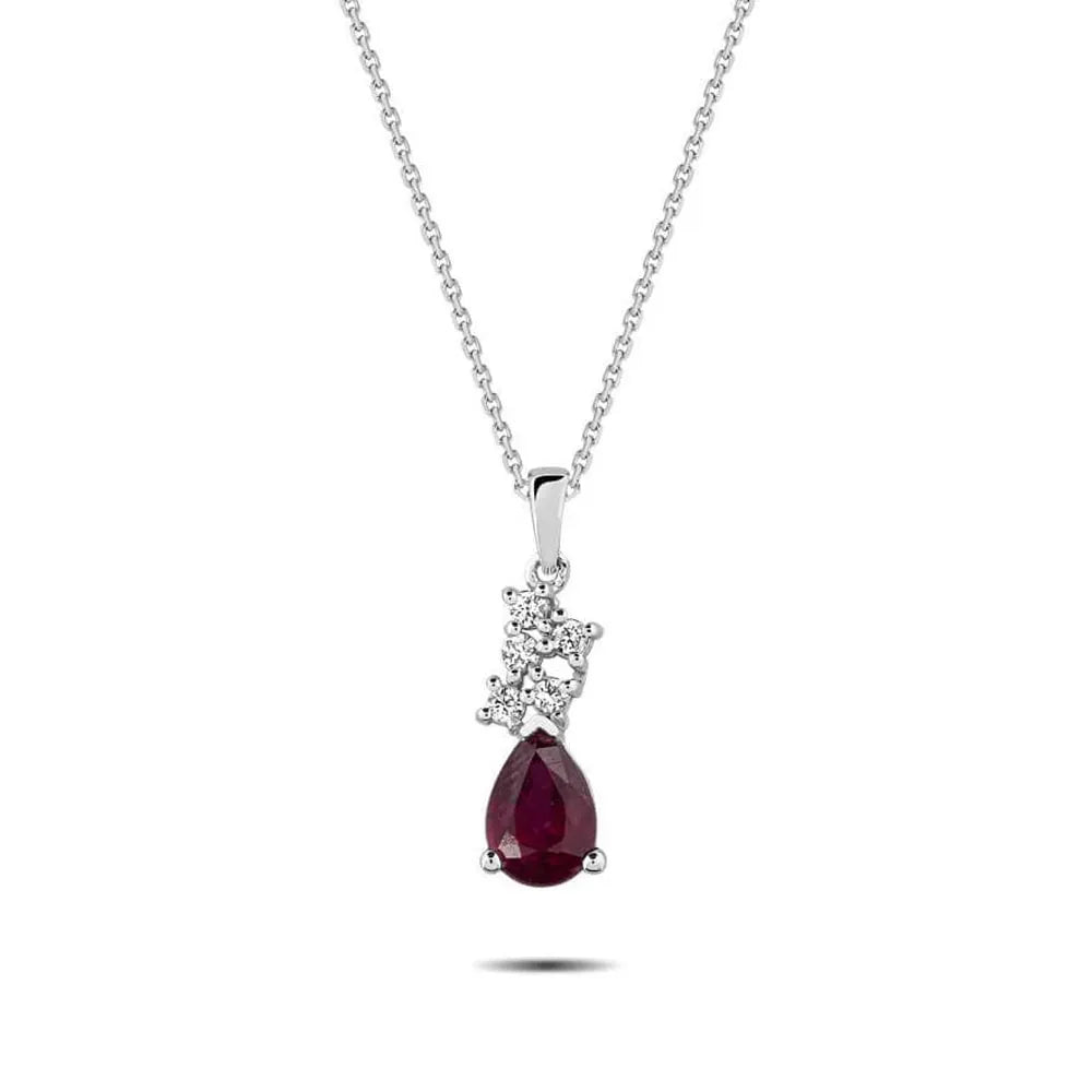1,03 Karat Pırlanta Yakut Kolye "Tulip", F Renk SI - Venta Jewelry