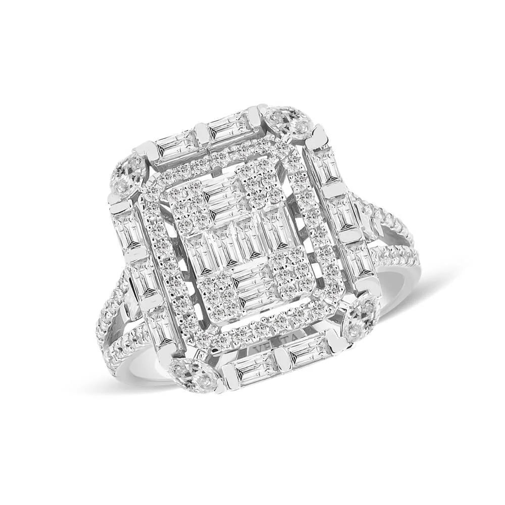 1,23 Karat Tasarım Baget Pırlanta Yüzük "Hilde" - Venta Jewelry