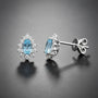 1,36 Karat Pırlantalı Blue Topaz Küpe - Venta Jewelry