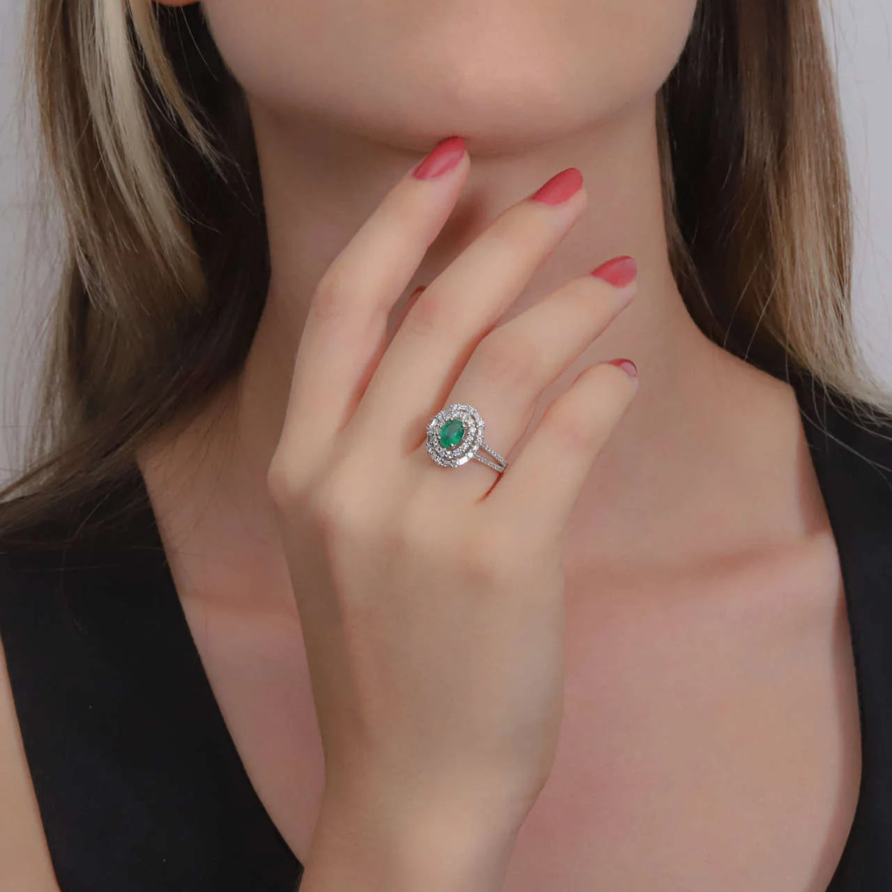 1,37 Karat Pırlantalı Zümrüt Yüzük - Venta Jewelry