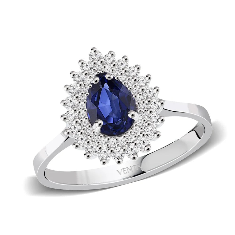 1,38 Karat Pırlantalı Safir Yüzük - Venta Jewelry