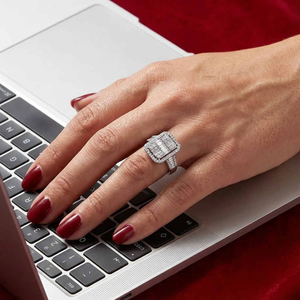 1,41 Karat Tasarım Baget Pırlanta Yüzük - Venta Jewelry