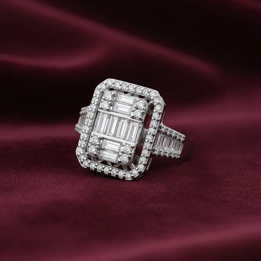 1,41 Karat Tasarım Baget Pırlanta Yüzük - Venta Jewelry