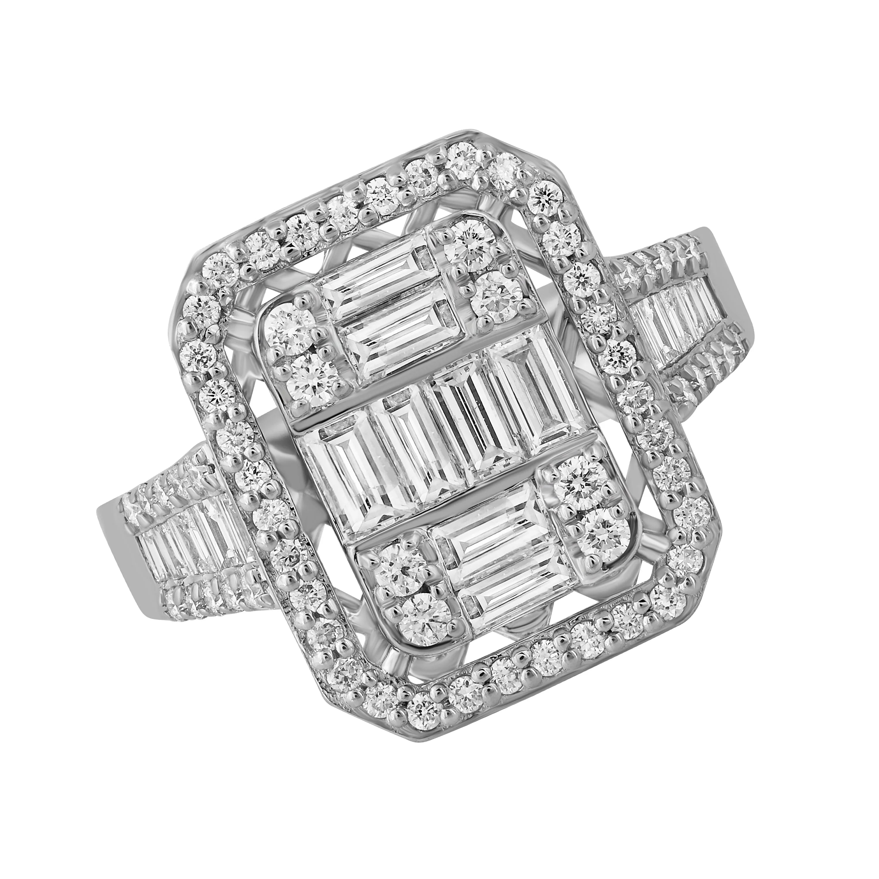 1,41 Karat Tasarım Baget Pırlanta Yüzük - Venta Jewelry