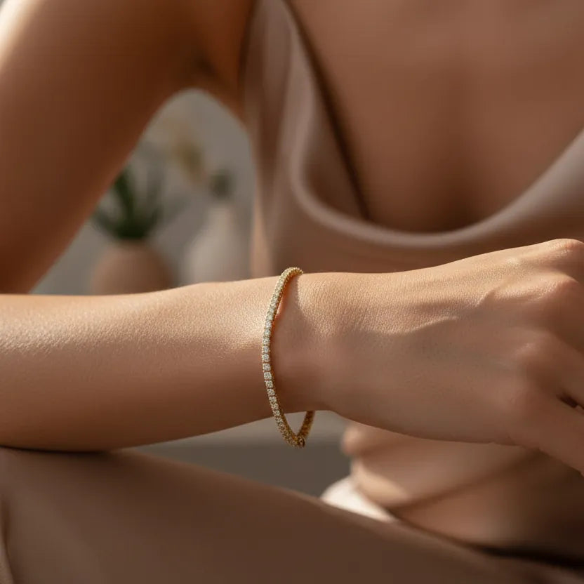 1,55 Karat Su Yolu Pırlanta Bileklik, F Renk SI - Venta Jewelry

