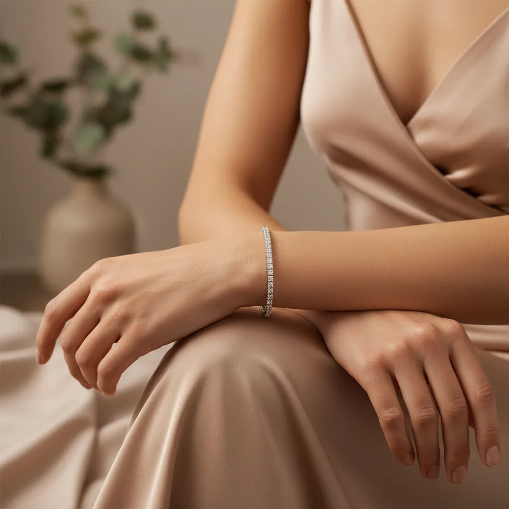 1,58 Karat Su Yolu Pırlanta Bileklik "Crieri", F Renk SI - Venta Jewelry
