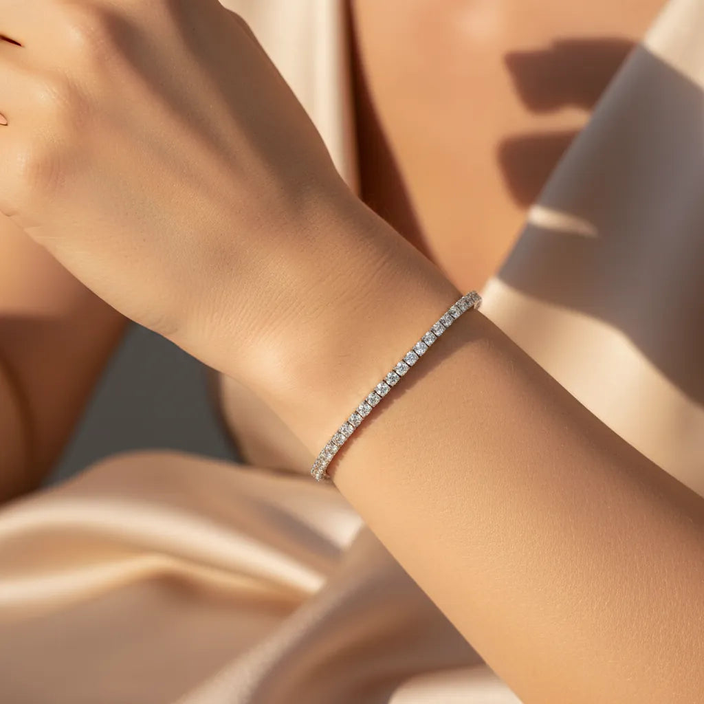 1,58 Karat Su Yolu Pırlanta Bileklik "Crieri", F Renk SI - Venta Jewelry
