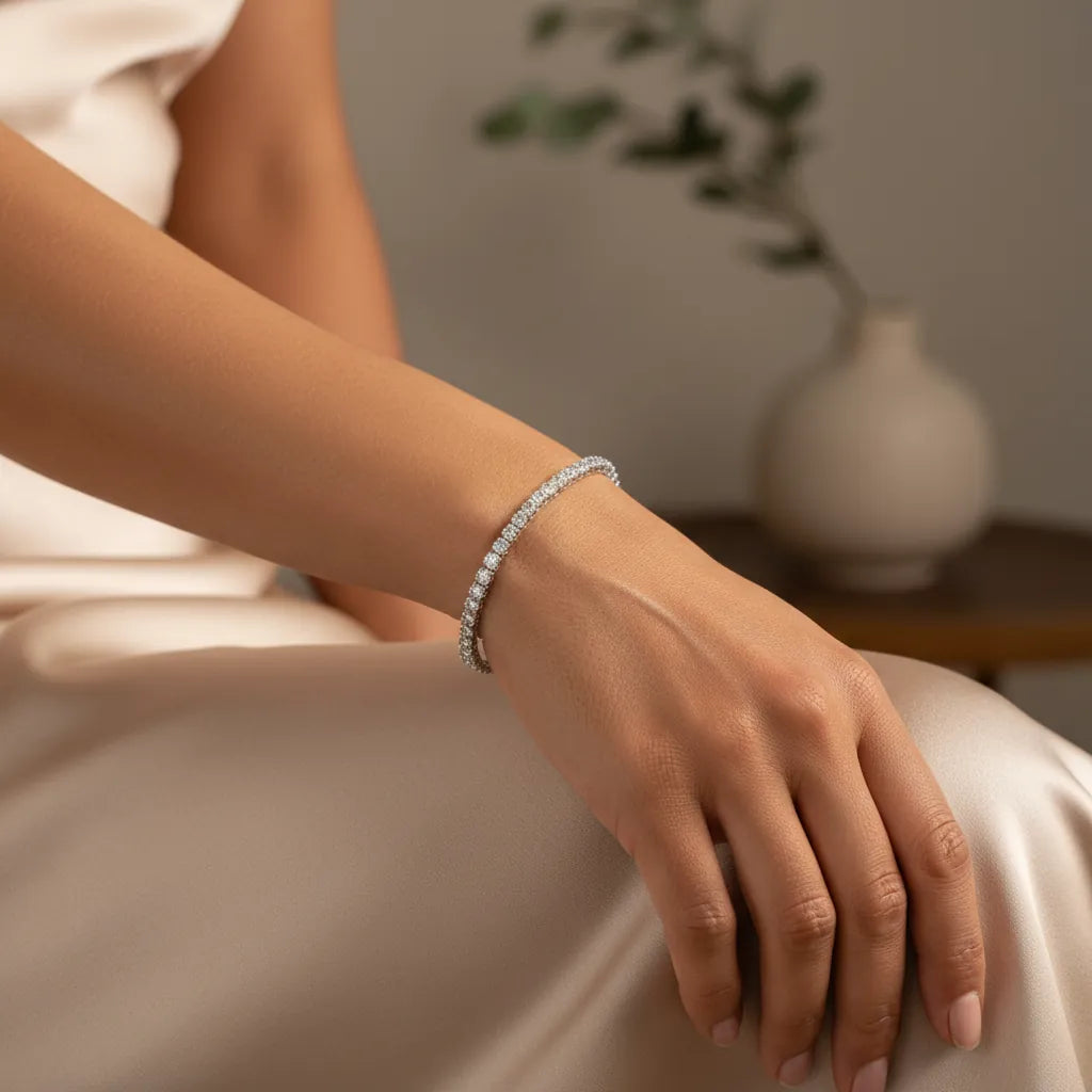 1,60 Karat Su Yolu Pırlanta Bileklik, F Renk SI - Venta Jewelry

