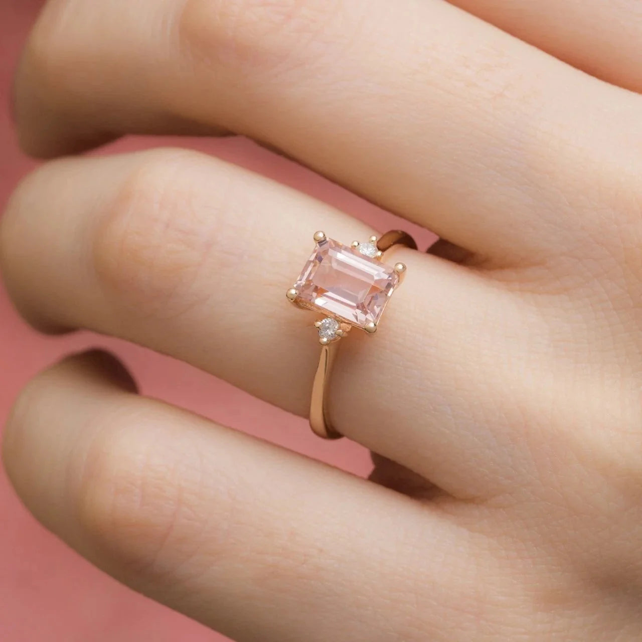 1,73 Karat Pırlantalı Morganit Yüzük "Frezya" - Venta Jewelry