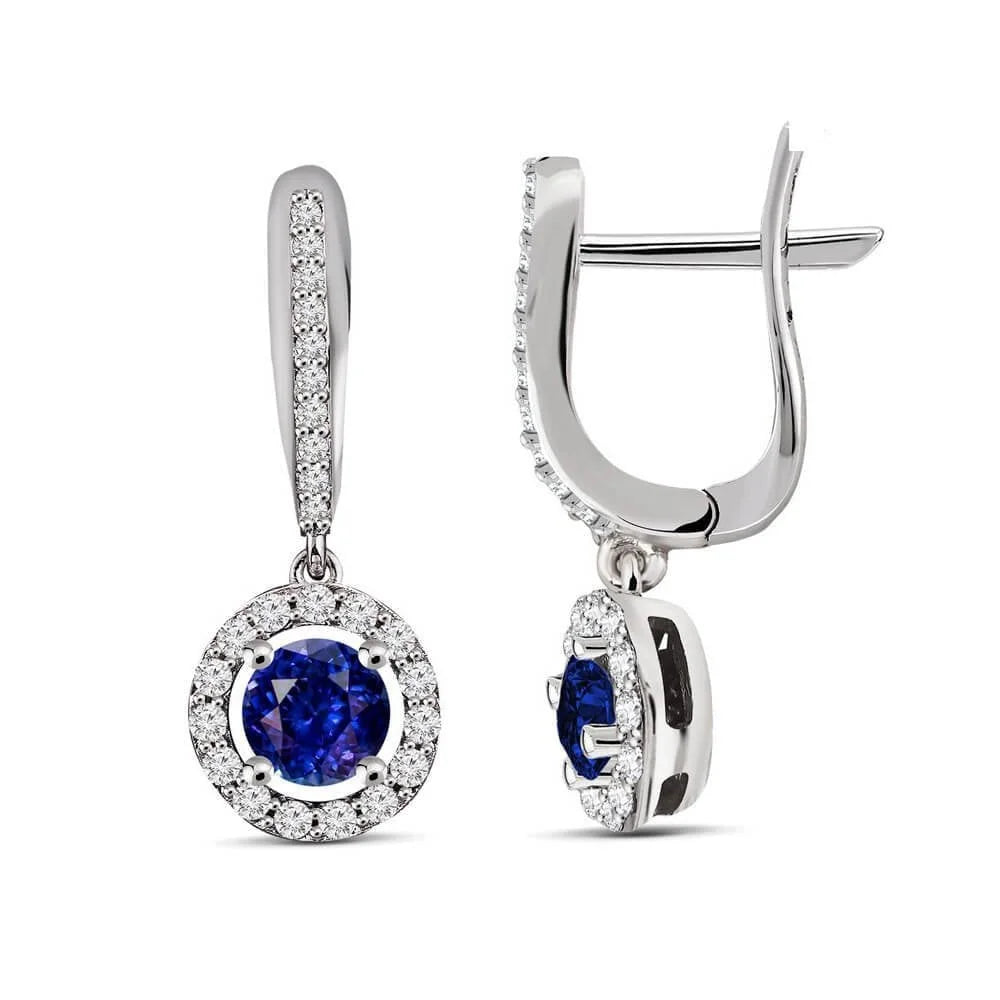 1,77 Karat Pırlantalı Safir Küpe - Venta Jewelry