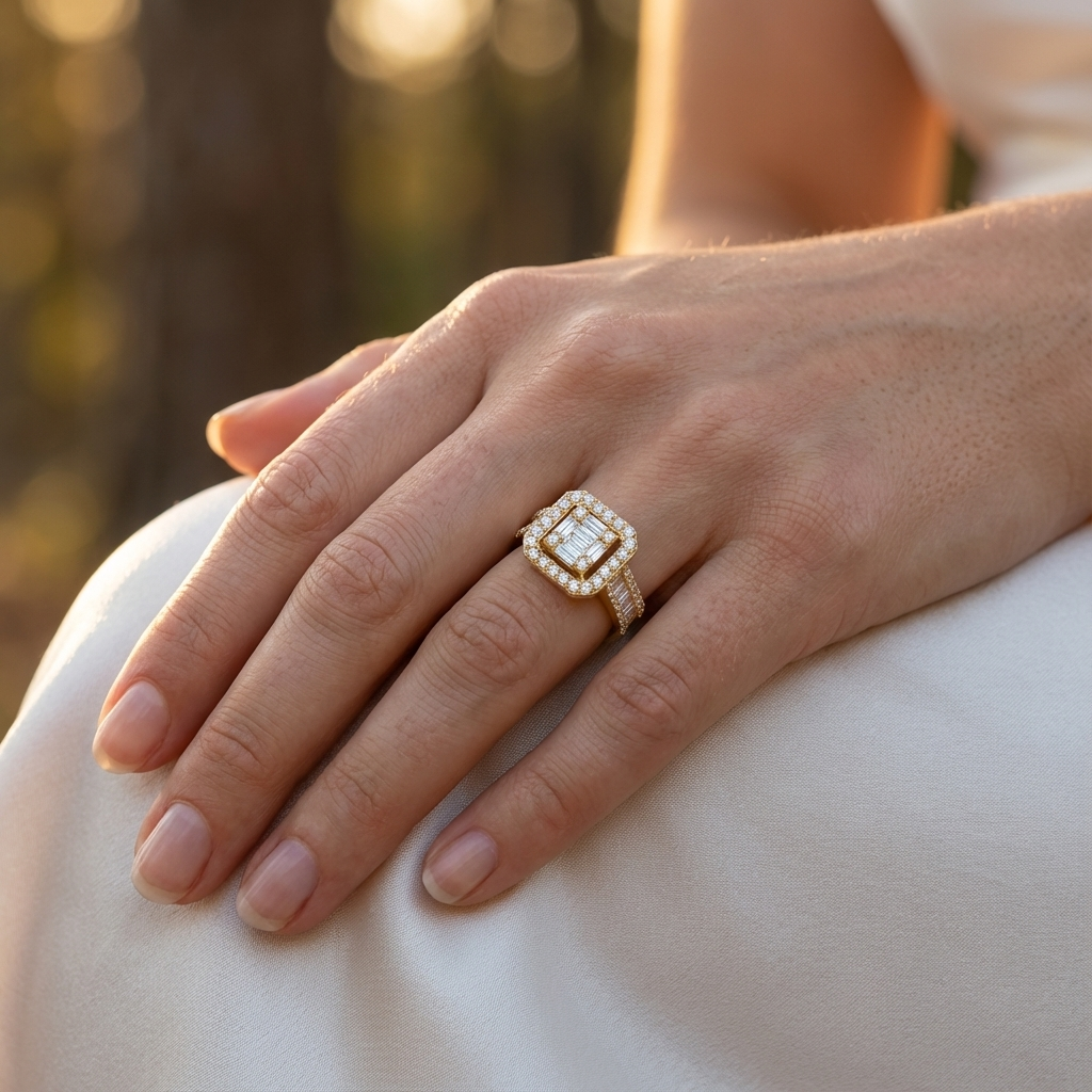 1,40 Karat Tasarım Baget Pırlanta Yüzük