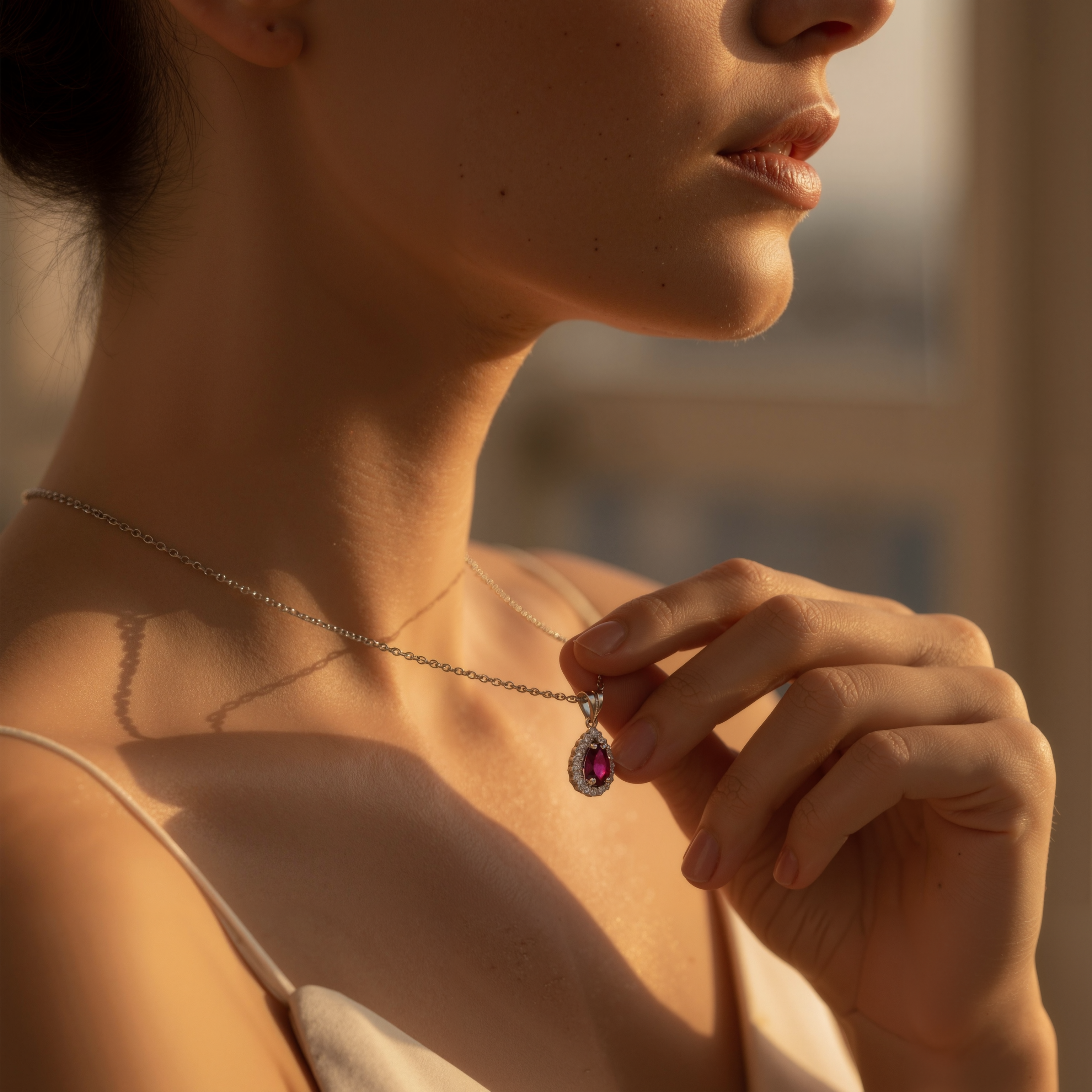 0,26 Karat Pırlantalı Yakut Kolye