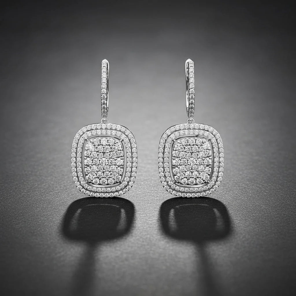 2,06 Karat Tasarım Coronet Pırlanta Küpe - Venta Jewelry