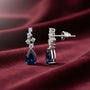 2,18 Karat Pırlanta Safir Küpe - Venta Jewelry