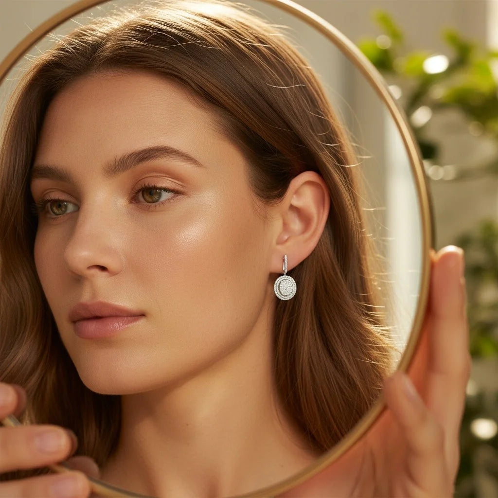 2,18 Karat Tasarım Coronet Pırlanta Küpe - Venta Jewelry